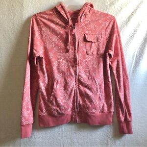 Lucky Brand Paisley hoodie coral and white paisley